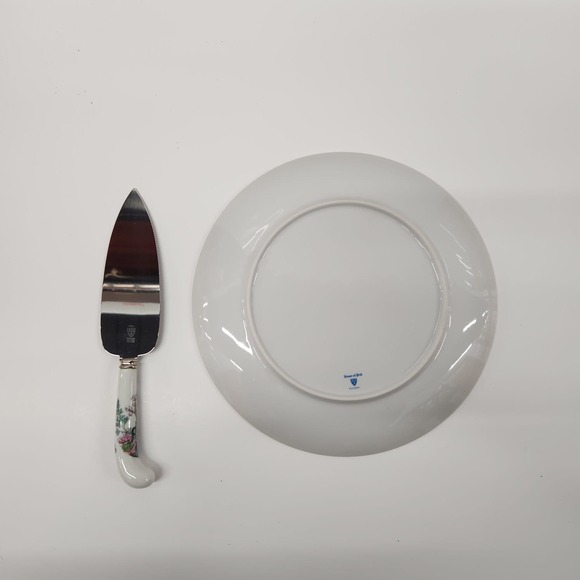 House of Prill Indian Tree Cake Server Set White Porcelain Vintage - Picture 5 of 8